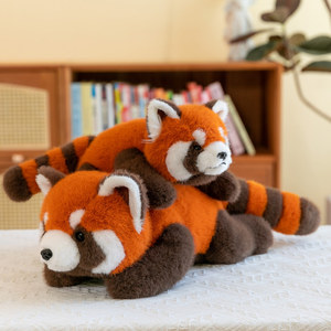 Lindo Peluche de <span class=keywords><strong>Mapache</strong></span> y Panda Rojo, Almohada de Felpa con Forma de <span class=keywords><strong>Mapache</strong></span>, Cojín Largo de Animal de Peluche, Peluches Suaves Kawaii, Compañero para Dormir - Product Image 3