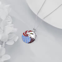 Collier Aigle Chauve Drapeau Américain en Argent Sterling 925 en Gros – Pendentifs Aigle Patriotiques en Vrac pour Bijoux Hommes et Femmes