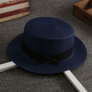 Wholesale Seaside Sunshade Paper Sun Beach <b>Hats</b> <b>Flat</b> Round Top Womens Straw <b>Hats</b> - Product Image 6