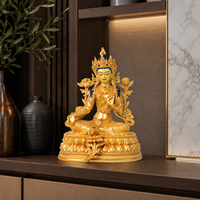 Handgefertigte Grüne Tara Buddha-Statue aus Messing, Metallkunst-Skulptur für Heimdekoration und Tempelaltar