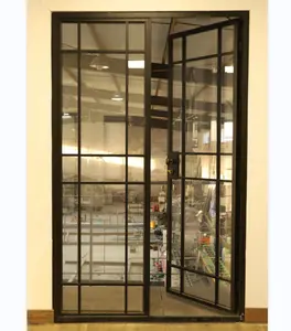 Francese Villa anteriore a forma di quadrato esterno in alluminio acciaio ingresso ferro ingresso porte principali a battente con vetro