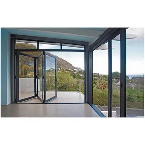 CBMmart Aluminio Vidrio Corredera Puerta plegable Patio Puertas exteriores Doble acristalamiento Bi Puerta plegable