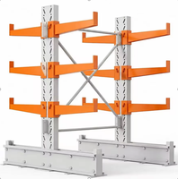Système de rayonnage cantilever industriel robuste en métal, simple ou double face, capacité personnalisable, revêtement poudré, empilable