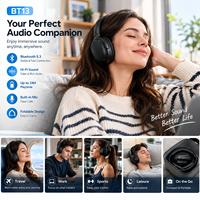 Casque sans fil Bluetooth 5.3 supra-auriculaire stéréo avec haut-parleur de 40 mm, autonomie de 24h, pliable, pour musique et jeux