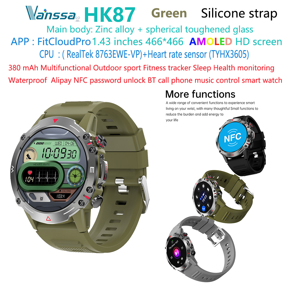 HK87-AMOLED-NFC-sport-smart-watch เขียว