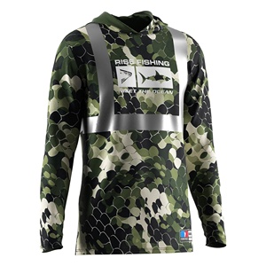 Maillot de pêche pour homme avec bande réfléchissante, protection UV, design à capuche, impression par sublimation intégrale, léger, pour tous les niveaux de pêcheurs - Product Image 5