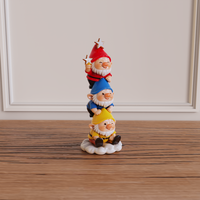 Statue de gnome en céramique empilée artificielle en gros, figurine de décoration de jardin en porcelaine écologique personnalisée OEM ODM Happy