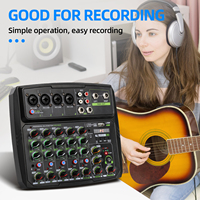 Biner C6, vente chaude, intégré avec alimentation fantôme 48V, 6 canaux, DJ, enregistrement sonore, mixeur audio USB en direct