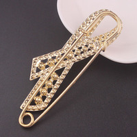 Broches de luxe personnalisées en forme de grande épingle de sûreté pour femmes, bijoux fantaisie