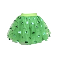 Costume de la St Patric personnalisé en usine guirlande de fleurs vertes trèfle vert ailes en tissu de maille dorée et ensemble de jupe Tutu pour enfants