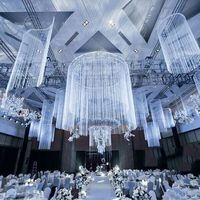 Fournitures de décoration pour hôtels de mariage : Rideau de plafond à franges en fil argenté, rideaux blancs, rideau à fils scintillants