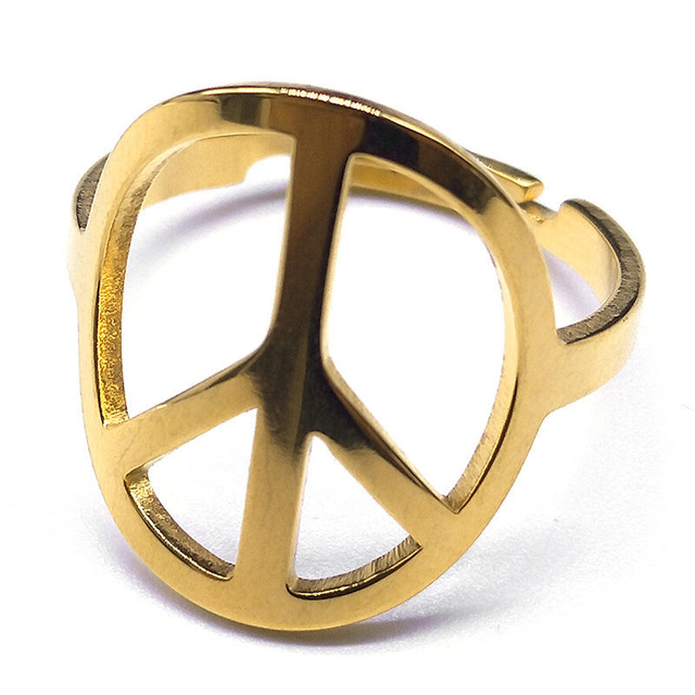Peace Sign Ring Minimalist Statement Jewelry Boho Hippie Ring Dainty Gold Stacking Ring Symbolic Gift for Best Friend