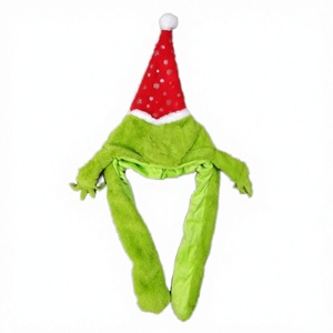 Chapeau de Noël en polyester surdimensionné, motif cerf et Père Noël, avec oreilles en peluche souples et gonflables, mignon, vente en gros, nouveau, pas cher - Product Image 4