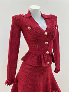 Nouvelle <span class=keywords><strong>robe</strong></span> courte à col en V creux de couleur <span class=keywords><strong>bordeaux</strong></span> pour femmes, vêtements de Noël français - Product Image 2