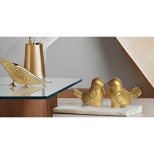 PARIJAT HANDICRAFT's Cute Birds Brass Figurine Pair Sparrow Showpiece para decoración del hogar Sala de estar Estante de pared Decoración de oficina - Product Image 5