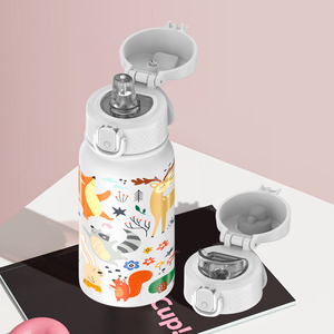 SilverJet Stainless Steel Thermos <b>Flask</b> 350ml 600ml Double Wall Vacuum Insulated Portable Cartoon Design Kids Outdoor Indoor Use - Product Image 5