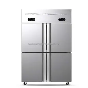 Kitchen Cabinet Cooling Drinks Upright Fridge Freezer Stainless Steel 4 Doors Refrigerator