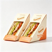 Cajas de Embalaje de Alimentos Biodegradables de Papel Kraft para Sándwiches, Contenedores Desechables para Almacenamiento de Alimentos para Llevar