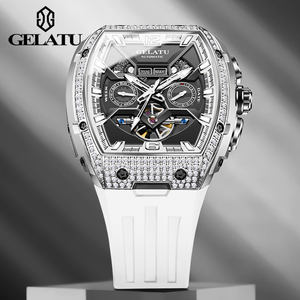 Montre mécanique automatique Gelatu 6016 pour homme, cadran squelette diamanté, tourbillon, en acier inoxydable, étanche 5 ATM, 2026 - Product Image 2