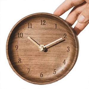 Laser-Craved Numbers Quartz Movement Needle Display Wood <b>Clock</b> Hands Modern Simple Style <b>Desk</b> <b>Clock</b> - Product Image 4