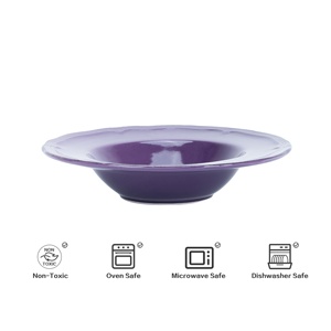 ชุดจานเซรามิกสีม่วงทันสมัย จานเซรามิกลายนูน เหมาะสำหรับงานเทศกาลครอบครัว ชุดภาชนะเซรามิกสำหรับโต๊ะอาหาร - Product Image 4