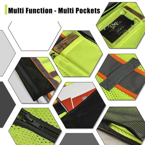 سترة عمل عالية الوضوح من الفئة 2 ، سترة أمان عاكسة للتضييق من البوليستر باللون الأخضر - Product Image 4