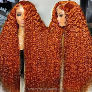 Vente en gros 100% brésilien #350 couleur orange gingembre HD Transparent 13x4 pour dentelle frontale 40 pouces de long femmes noires perruques de <span class=keywords><strong>cheveux</strong></span> humains - Product Image 6