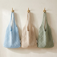 Sac fourre-tout de luxe en toile tricotée en forme de cœur, style crochet japonais, imperméable, pour l'été et l'automne, avec fermeture éclair ouverte, fait main, vente en gros