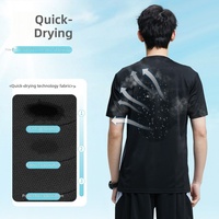 Ensemble de vêtements de sport pour hommes en soie glacée, séchage rapide, respirant, avec short et survêtement à manches courtes pour l'été, fermeture à cordon