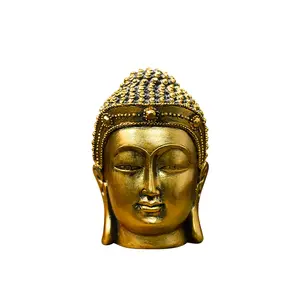 Figura personalizada pequeño monje Tailandia color dorado cabeza de Buda estatua Sani adornos indio Maitreya estatua de Buda artesanía de resina