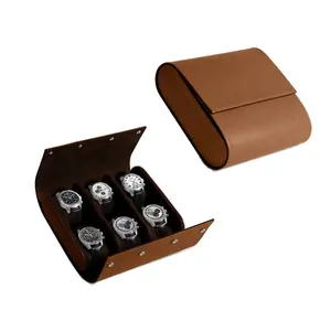 Nieuwe Aangepaste Handgemaakte Luxe Lederen Horloge Case Lederen 6 Horloges Roll Case