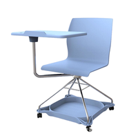 Fauteuil à tablette avec roulettes, chaise de formation avec tablette d'écriture, fauteuil à tablette avec panier de rangement
