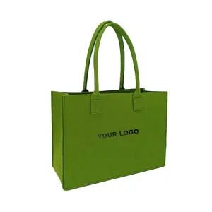 カスタムデザイン女性ハンドバッグパーティーグリーンリサイクルショッピングバッグ高級トートオフィスフェルトバッグあなたのロゴ付き