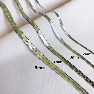 Stainless Steel Blade Chain Necklace for Women | Gold-Plated Flat Edge Chain | 2/3/4/5MM Width 12-15 Inch Adjustable - Product Image 6