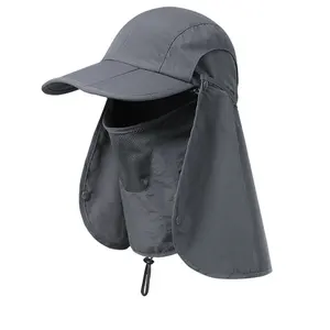 Atacado Personalizado Dobrável Destacável Pesca Ao Ar Livre Seco Rápido Sun-Resistente Respirável Selva Chapéu Bucket Hat