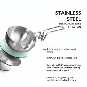 Poêle antiadhésive en acier inoxydable Tadka pour la friture, compatible gaz et induction - La plus populaire - Product Image 3