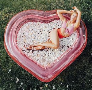 परिवार पोर्टेबल <span class=keywords><strong>inflatable</strong></span> pvc स्पा पूल दिल के आकार का गुलाबी पूल बच्चों और वयस्कों के लिए तैराकी - Product Image 2