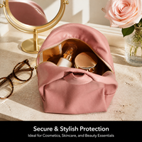 Sac de rangement à fermeture éclair en cuir PU de haute qualité pour produits de soin et accessoires capillaires, avec poignée, pochette de luxe rose en cuir PU pour maquillage et parfums
