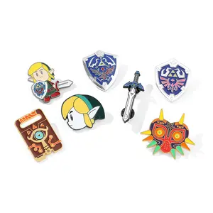 Zeldas émail broche dessins animés bouclier guerrier broche Action aventure jeu ventilateur collection Badge bijoux cadeau