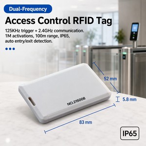 Manufacturer 125KHz 2.4GHz Dual-Frequency Personnel RFID Tag <b>Card</b> 10m Trigger 100m IP65 for Auto Door Attendance <b>Access</b> <b>Control</b> - Product Image 1