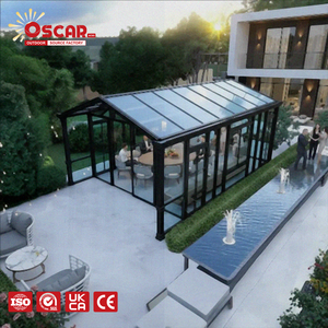 Véranda en aluminium rétractable 10 x 12 avec toit en verre, <span class=keywords><strong>solarium</strong></span> extérieur, extension de villa hivernale - Product Image 1