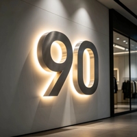 Enseigne LED personnalisée à lettres et chiffres 3D rétroéclairés, plaque d'adresse sur mesure pour boutique, clinique, hôtel, publicité murale intérieure