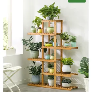 Bamboo flower stand display rack modern pot plants stand indoor decoration hot sell flower pot stand