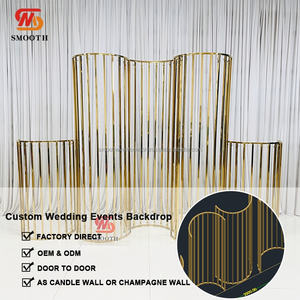 SMOOTH Shiny <b>Gold</b> Stainless Steel Wedding Stage Backdrop Stand Wavy Frames Metal Background Arch <b>Decoration</b> - Product Image 2