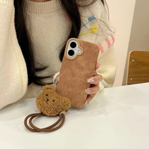 Custodia per telefono retrò popolare per <span class=keywords><strong>iPhone</strong></span> 16 Plus 17 Pro Max 14 13 Semplice 12 <span class=keywords><strong>11</strong></span>, Cover posteriore in pelle marrone con orsetto di peluche - Product Image 4