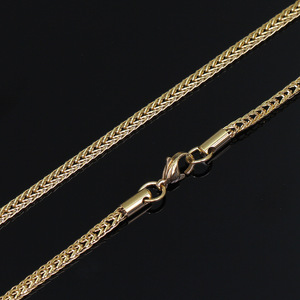 3Mm Square Foxtail <b>Chain</b> Necklace, Stainless Steel, Steel/Gold Hip Hop Necklace Tanjing Fashion Lijing Necklace - Product Image 4