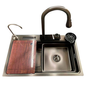 <span class=keywords><strong>Tiktok</strong></span> Trend Tarjas Para Cocina Éviers de cuisine de luxe Évier de cuisine en acier inoxydable de haute technologie avec cascade Affichage mélangeur numérique - Product Image 1