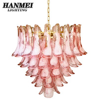 Lustre en verre bleu style Murano, forme longue, luminaire suspendu pour salon, chambre, villa