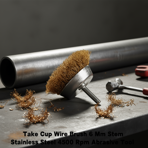 Cepillo de alambre tipo copa Ttake con vástago de 6 mm, acero inoxidable, herramienta abrasiva de 4500 RPM - Product Image 3