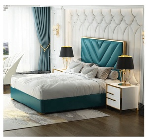 ما بعد الحداثة سرير جلد بسيط هونغ كونغ نمط سرير فاخر الإطار أثاث غرفة النوم - Product Image 3